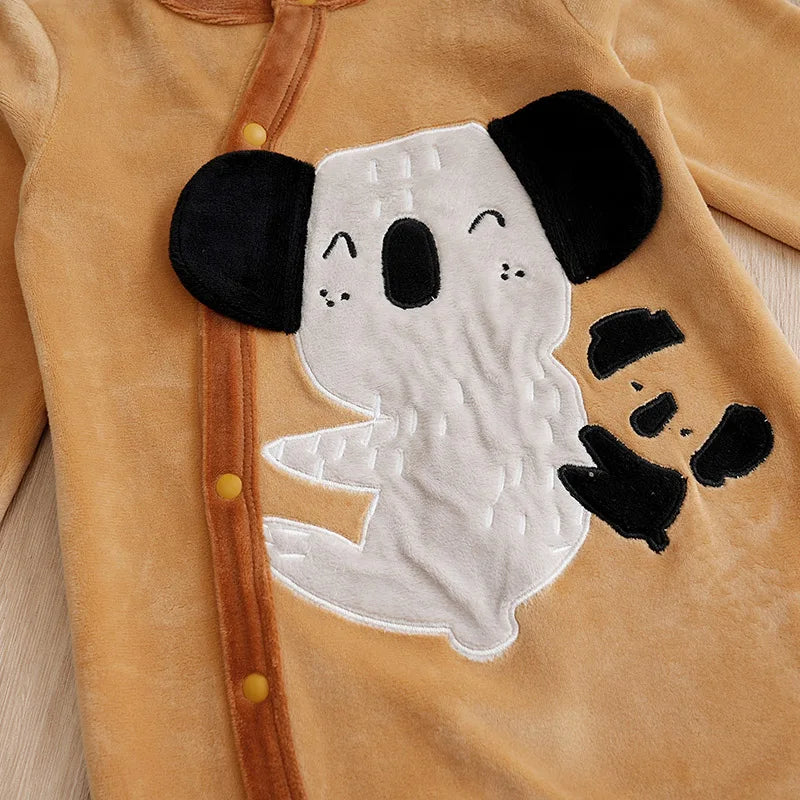 Macacão Bebê Inverno Coala Peluciado detalhe 4 Raizza Kids