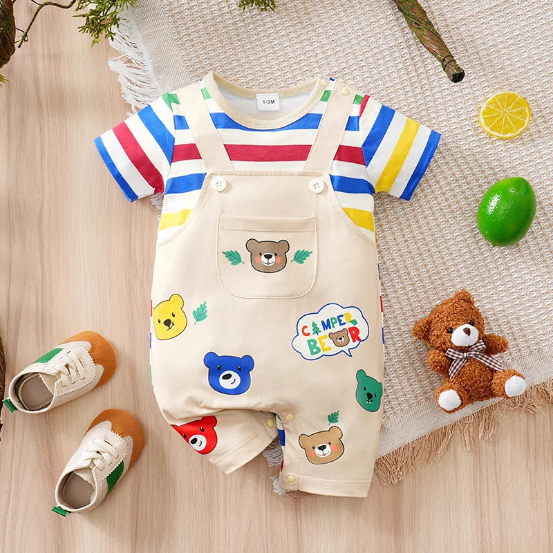 Body Bebê Urso Arco-Íris com Bolso cor Colorido tamanho 1 a 3 meses Raizza Kids