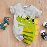 Body Bebê Crocodilo 3D em Algodão cor Cinza tamanho 12 a 18 meses Raizza Kids