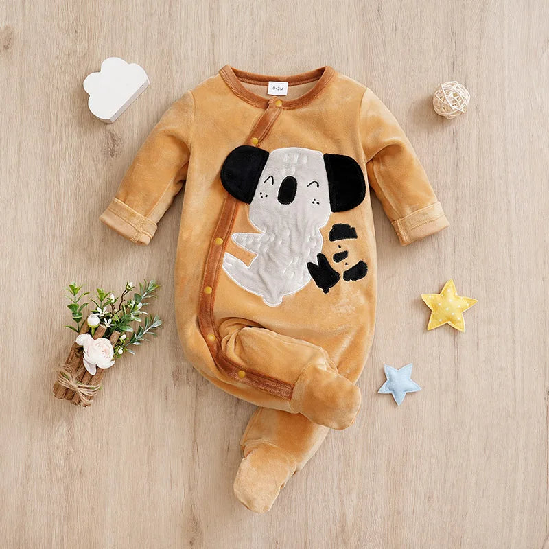 Macacão Bebê Inverno Coala Peluciado cor Marrom tamanho 12 a 18 meses Raizza Kids