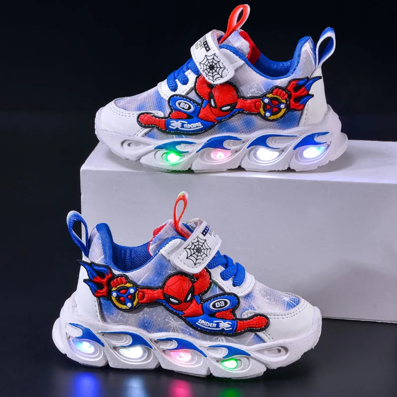 Tênis Infantil Masculino Homem Aranha Spider Led