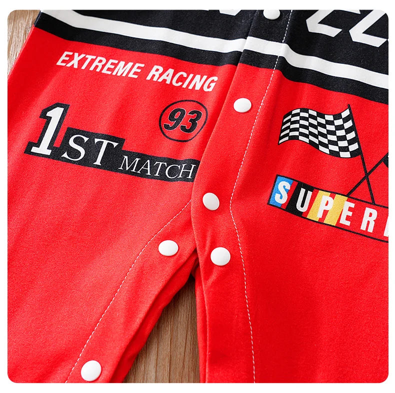 Macacão Bebê Menino Motociclista Vermelho detalhe 11 Raizza Kids