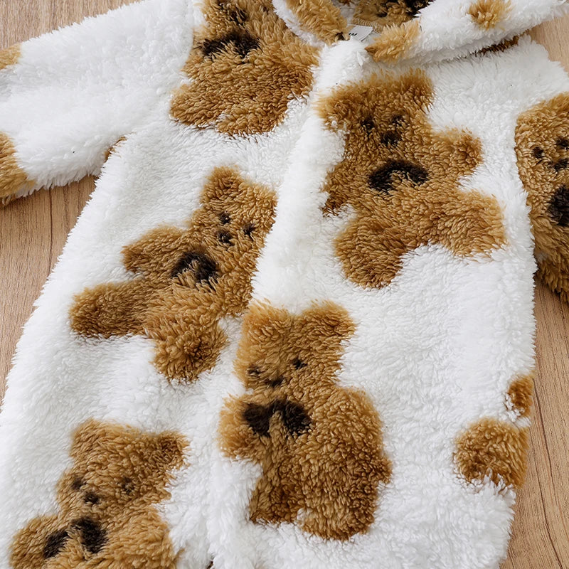Macacão Bebê Inverno Urso Branco detalhe 4 Raizza Kids