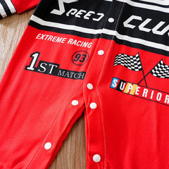 Macacão Bebê Menino Motociclista Vermelho detalhe 6 Raizza Kids