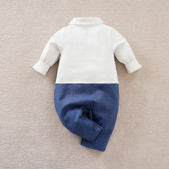 Macacão Bebê Menino Festa Gentleman Azul detalhe 2 Raizza Kids