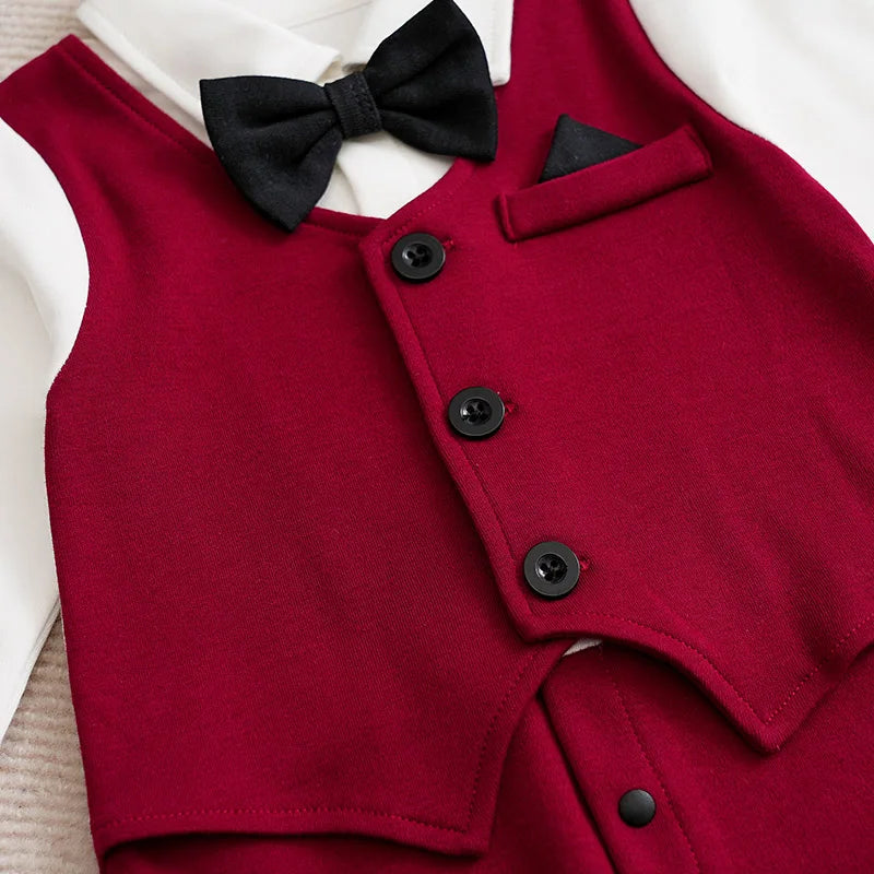 Macacão Bebê Menino Gentleman com Gravata detalhe 4 Raizza Kids