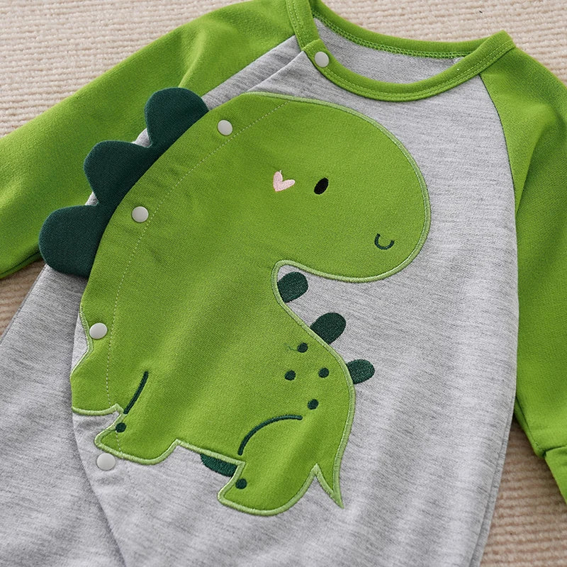 Romper Bebê Dinossauro 3D Verde detalhe 4 Raizza Kids
