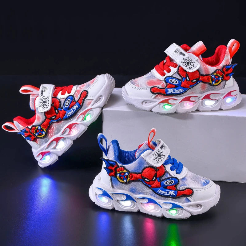 Tênis Infantil Masculino Homem Aranha Spider Led