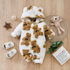 Macacão Bebê Inverno Urso Branco cor Branco tamanho 0 a 3 meses Raizza Kids