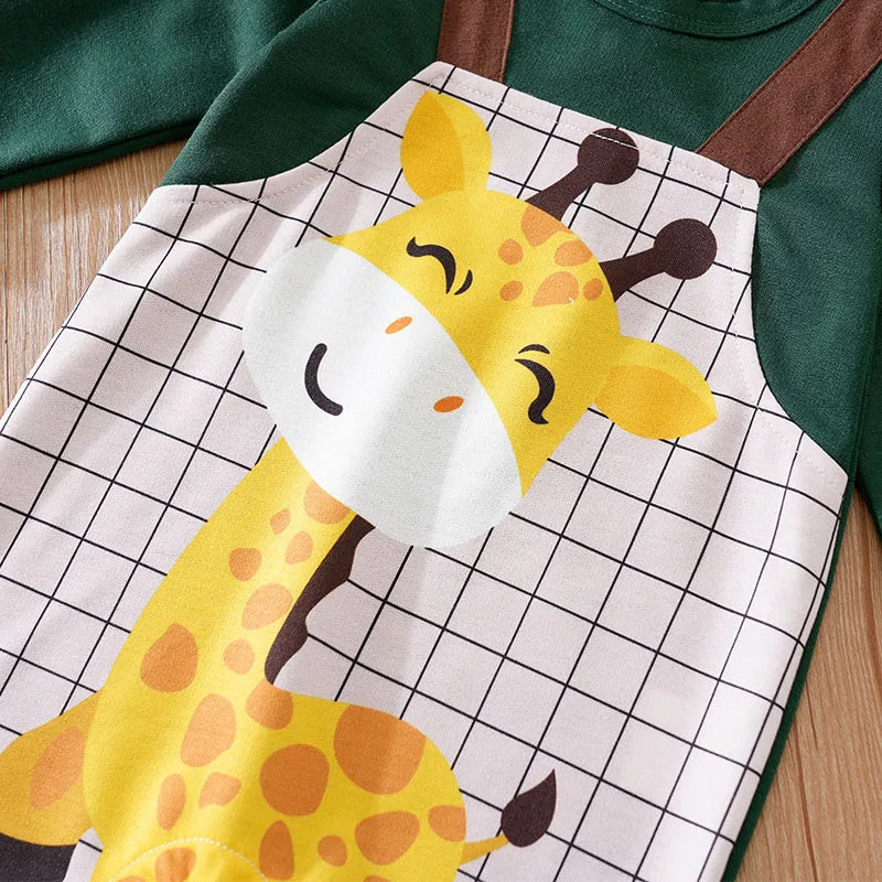Macacão Bebê Girafa com Suspensório detalhe 5 Raizza Kids