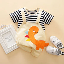 Body Bebê Dinossauro Bordado 3D cor Laranja tamanho 12 a 18 meses Raizza Kids