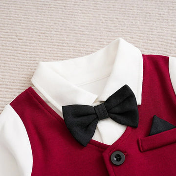 Macacão Bebê Menino Gentleman com Gravata detalhe 3 Raizza Kids