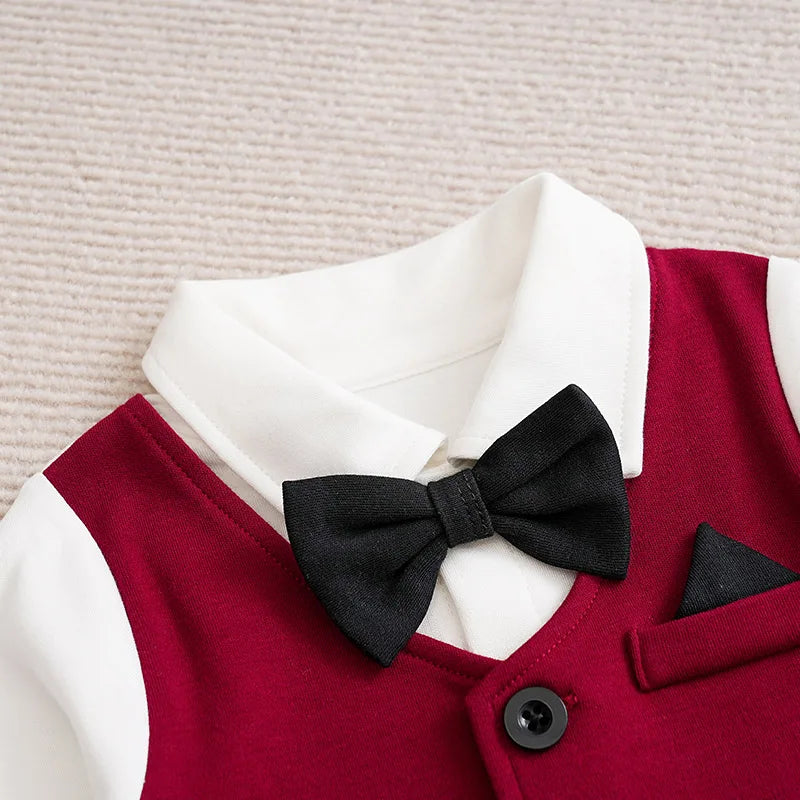 Macacão Bebê Menino Gentleman com Gravata detalhe 3 Raizza Kids