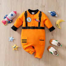 Macacão Bebê Astronauta Laranja em Algodão cor Laranja tamanho 6 a 9 meses Raizza Kids