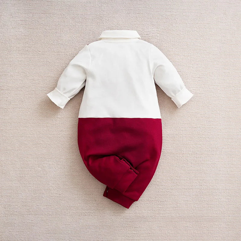 Macacão Bebê Menino Gentleman com Gravata detalhe 2 Raizza Kids