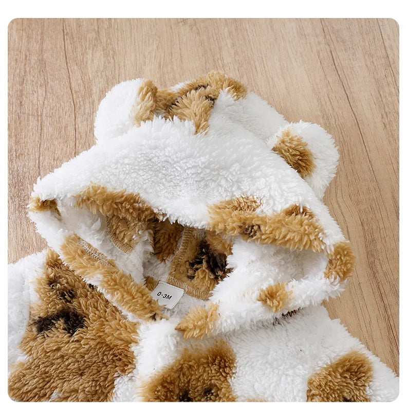 Macacão Bebê Inverno Urso Branco detalhe 9 Raizza Kids