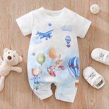 Body Bebê Safari Animais Manga Curta cor Azul-céu tamanho 12 a 18 meses Raizza Kids