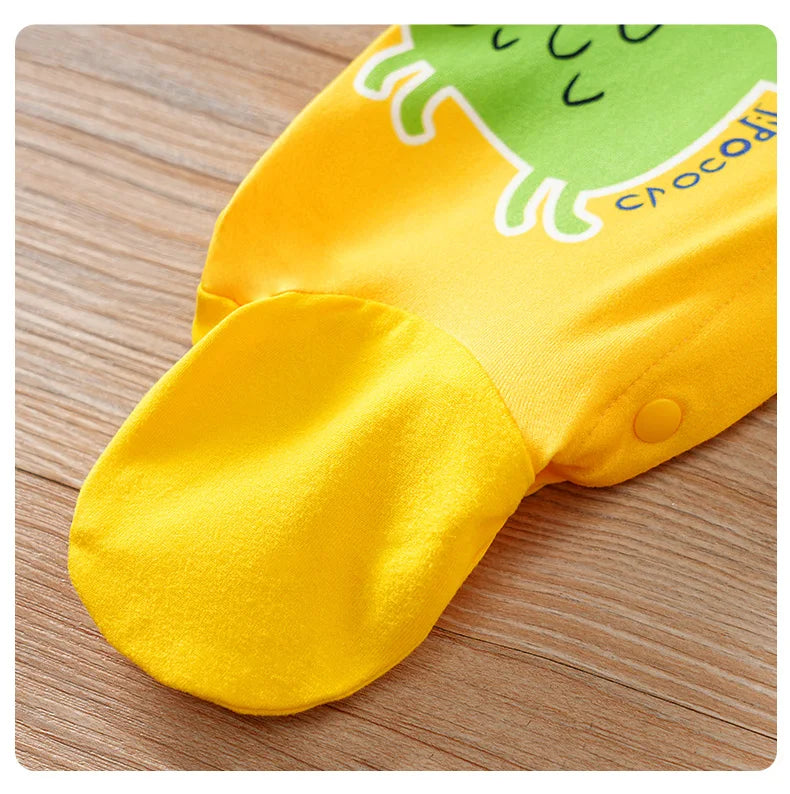 Macacão Bebê Amarelo Animal com Pezinho detalhe 12 Raizza Kids