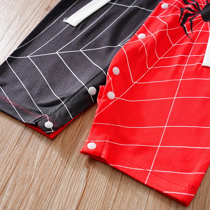 Body Bebê Menino Aranha Vermelho e Preto detalhe 6 Raizza Kids