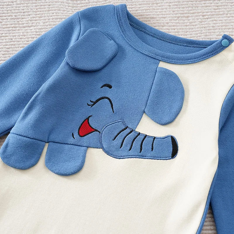 Macacão Bebê Menino Elefante Bordado detalhe 4 Raizza Kids