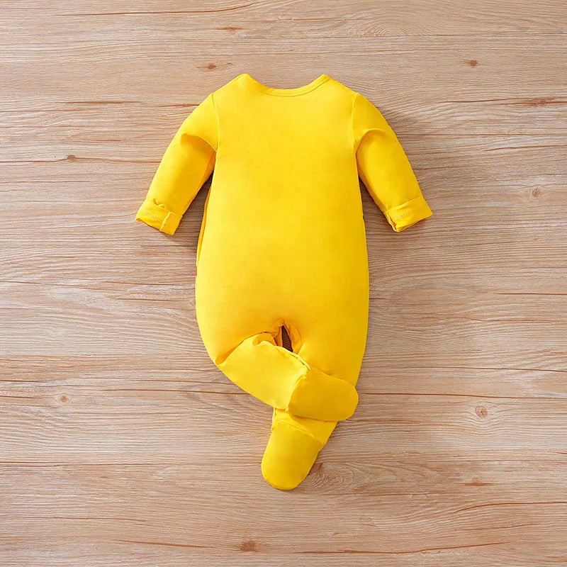 Macacão Bebê Amarelo Animal com Pezinho detalhe 2 Raizza Kids