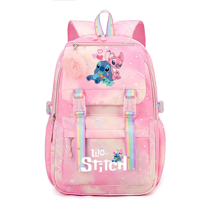 Mochila Escolar Stitch Rainbow