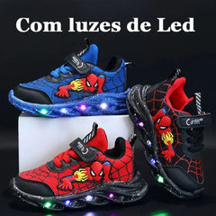 Tênis Infantil Masculino Homem Aranha Led