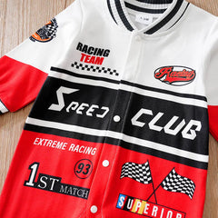 Macacão Bebê Menino Motociclista Vermelho detalhe 3 Raizza Kids