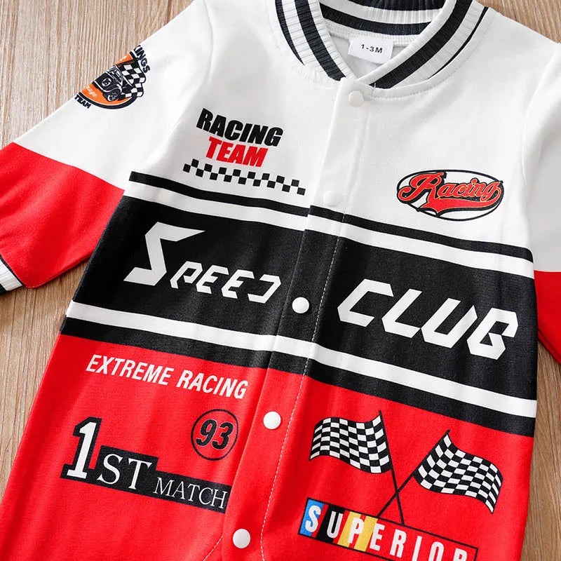 Macacão Bebê Menino Motociclista Vermelho detalhe 3 Raizza Kids