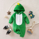 Macacão Bebê Inverno Crocodilo em Flanela cor Verde tamanho 0 a 3 meses Raizza Kids