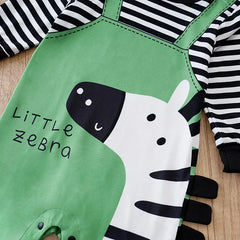 Macacão Bebê Menino Zebra Verde detalhe 4 Raizza Kids