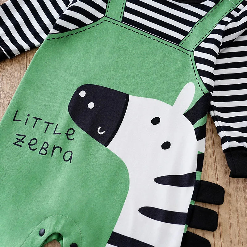 Macacão Bebê Menino Zebra Verde detalhe 4 Raizza Kids
