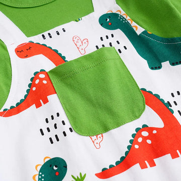 Macacão Bebê Dinossauro com Suspensório detalhe 4 Raizza Kids