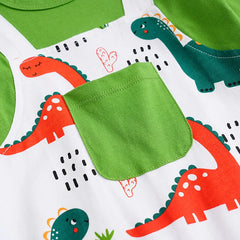 Macacão Bebê Dinossauro com Suspensório detalhe 4 Raizza Kids