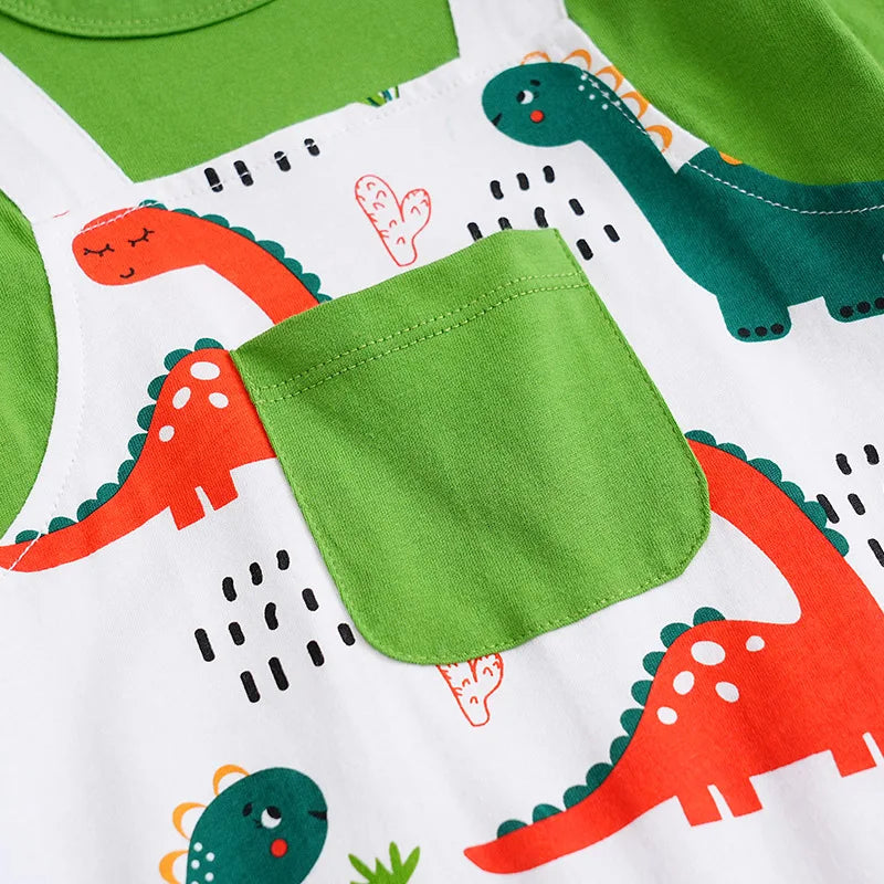 Macacão Bebê Dinossauro com Suspensório detalhe 4 Raizza Kids