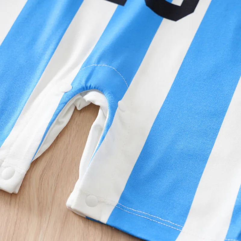 Body Bebê Futebol Camisa 10 Azul e Branco detalhe 6 Raizza Kids