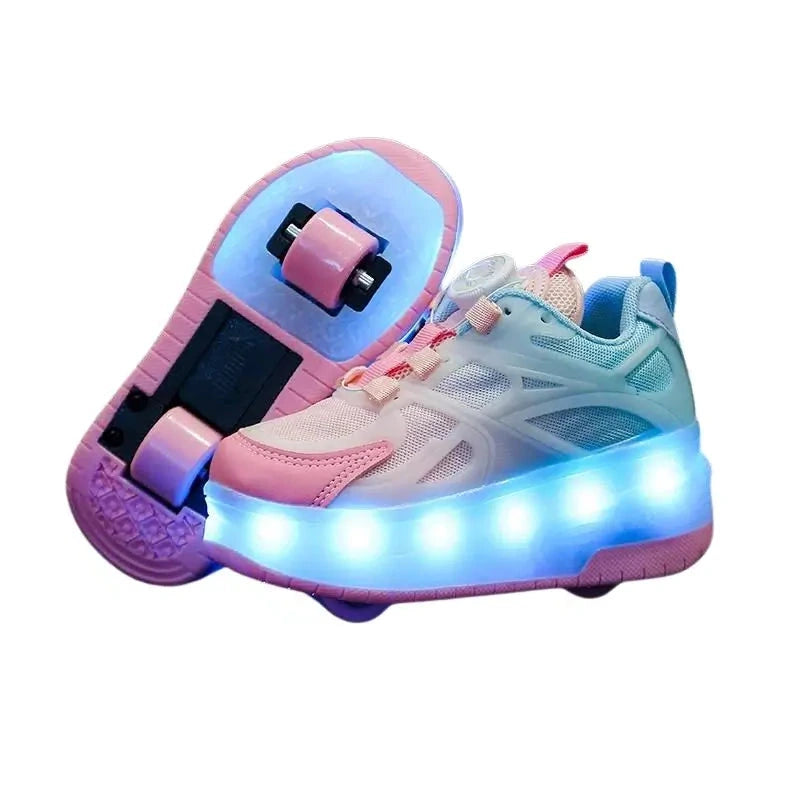Tênis Infantil Feminino de Rodinha de Led  Rosa - Raizza