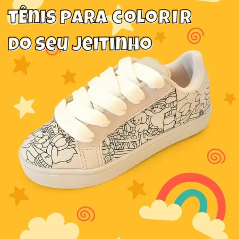 Tênis Infantil para Colorir Bobbie Goods com Canetinha Raizza Kids