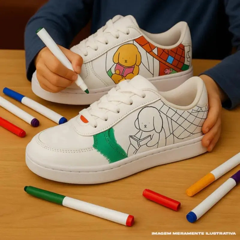 Tênis Infantil para Colorir Bobbie Goods com Canetinhas Raizza Kids