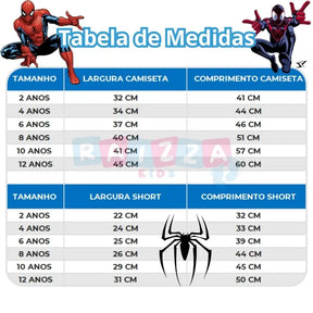 Conjunto Infantil Homem Aranha 3 Peças Camiseta Colete e Bermuda