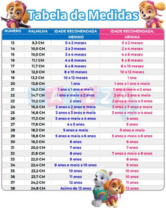 Tênis Infantil Feminino Patrulha Canina Led
