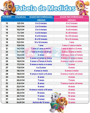 Tênis Infantil Feminino Skye Patrulha Canina