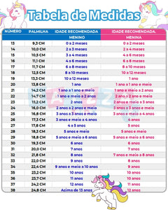 Tênis Infantil Feminino Unicórnio de Led