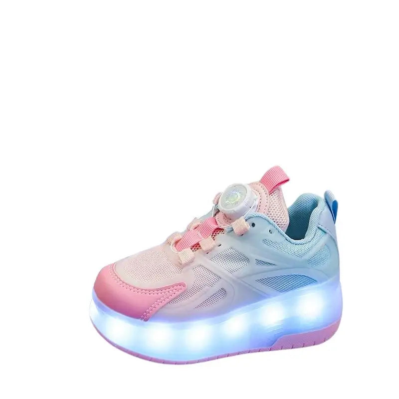 Tênis Infantil Feminino de Rodinha de Led  Rosa - Raizza