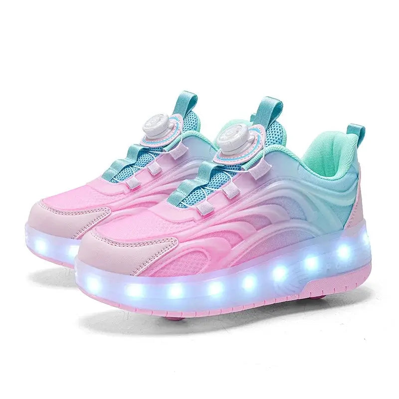 Tenis Infantil Feminino de Rodinha de Led  Rosa - Raizza Kids