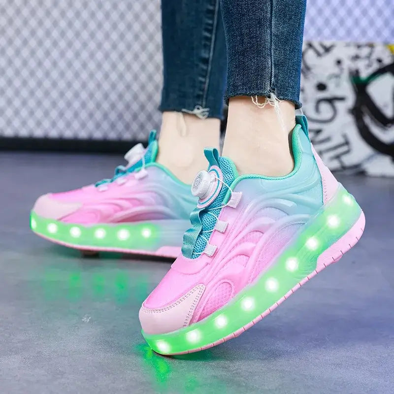 Tenis Infantil Feminino de Rodinha de Led  Rosa - Raizza Kids