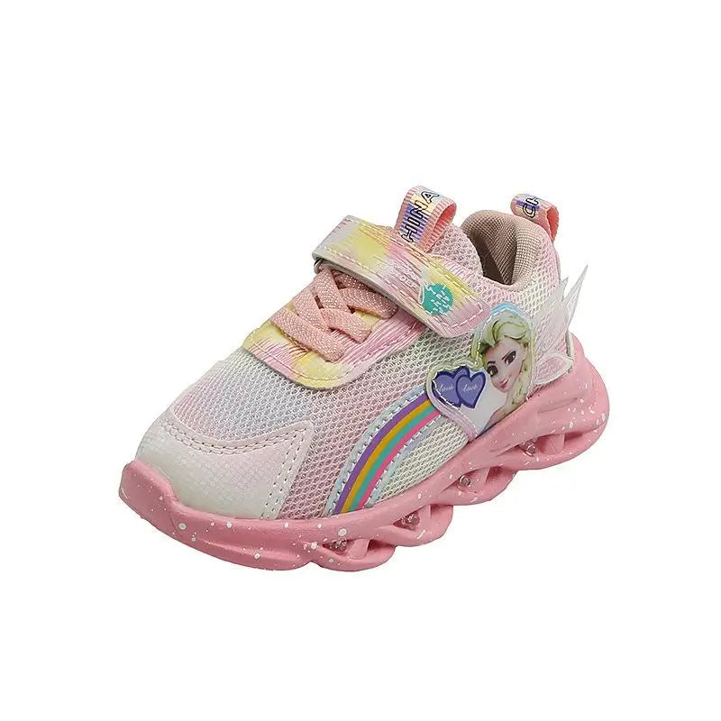 Tênis Frozen Infantil de Led Feminino Estiloso Rosa - Raizza