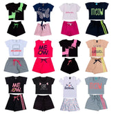 Kit Sortido 8 Peças de Roupas Infantil Feminina 4 Blusas + 4 Shorts