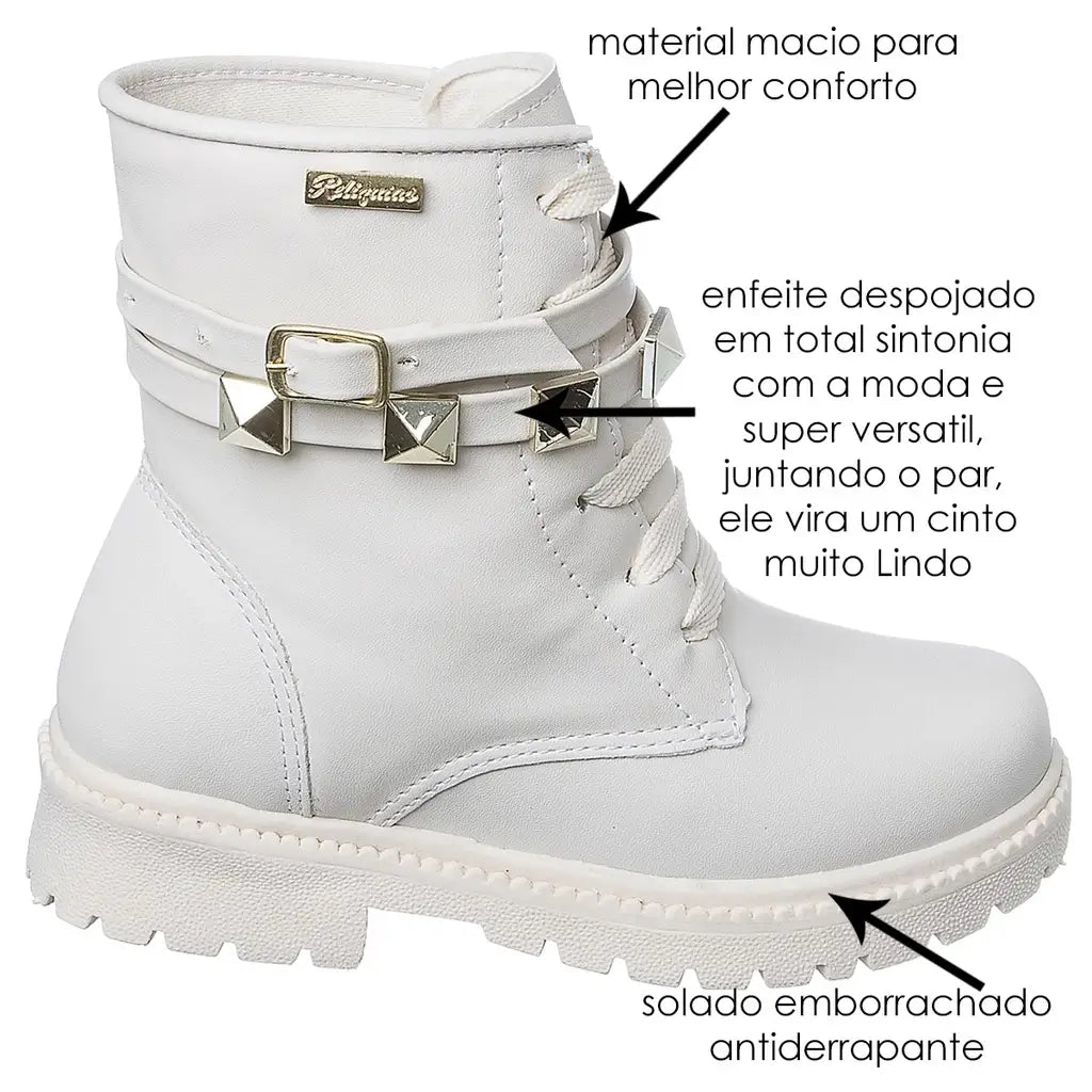 Bota-Tratorada-Infantil-Feminina-Off-White-Pirâmide - Raizza Kids