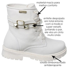 Bota-Tratorada-Infantil-Feminina-Off-White-Pirâmide - Raizza Kids